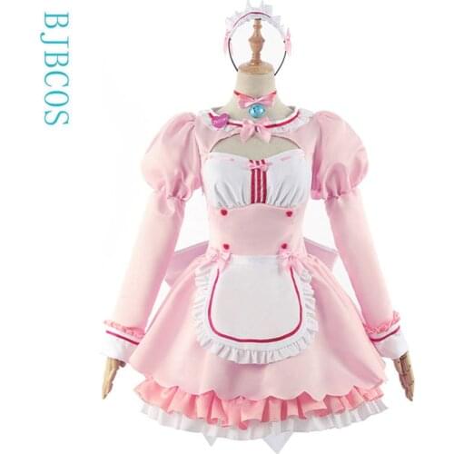 Game NEKOPARA Vol.4 Chocola Maid Dress Cosplay Costume Cute Blue Dress Women Girl Outfits