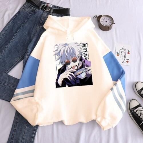 Jujutsu Kaisen Hoodies Gojo Satoru Printed Men Patchwork Sweatshirts For Woman Anime Pullover Fashion Winter Warm Unisex Hoodies