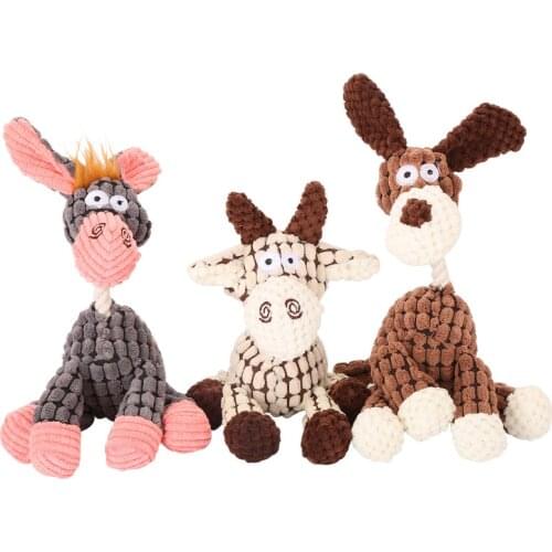 Interactive Pet Dog Toys Puppy Chew Squeaker Toy Squeaky Plush Sound Animal Shape Molar Toys Pet Training Dog Toy