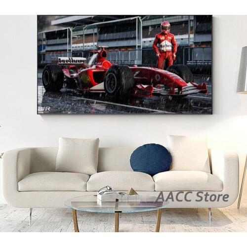 Famous Ferraris F2004 Car Wall Art and Print F1 Racing Sport Car Poster Canvas Painting For Living Room Home Cuadros Decoration