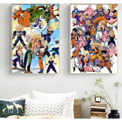 Dragon Ball Poster Buu Cell Saga Canvas Painting Japanese Anime Guko Wall Art Picture Decoration Living Room Home Decor Cuadors