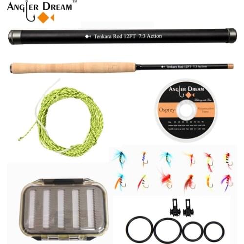 Fly Fishing Rod combo 12/13 FT Tenkara Rod Kit 30T Carbon Fiber Telescopic Fly Fishing Rod Combo with Furled Line Flies