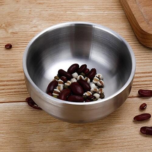 Stainless Steel Heat Insulated Round Rice Soup Bowl Kitchen Dining Tableware