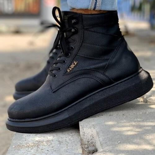 Knack High Outsole Casual Male Shoes B-404 Black (Black Base) street Fashion New Season New Creation Cool Comfortable Style