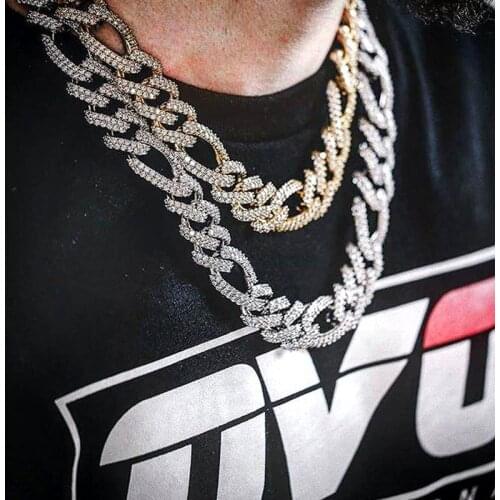 Hollowed Hip Hop Curb Cuban Chain Mens Necklace Iced Out Paved CZ Bling Rapper Rock Necklaces Men Chain Statement Neck Jewelry