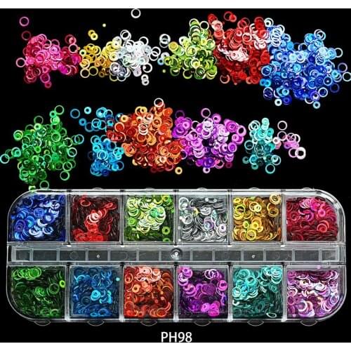 12pcs glitter mix set , Shape 12 types glitter , nail art resin glitter , glitter Dots , holographic circle/bubble shaped spangl