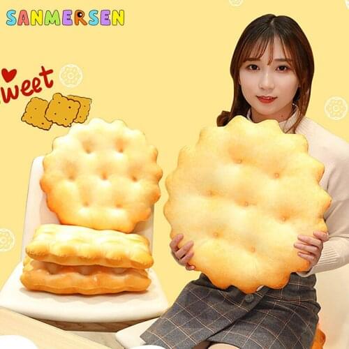 Novelty Plush Toys Creative Simulation Biscuits Plush Pillow Round Shape Square Sesame Plain Cookie Plushie Food Snack Cushion