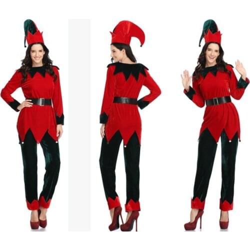 New Christmas costumes. Big red gold velvet robe with cap. Long Christmas coat suitable for any figure