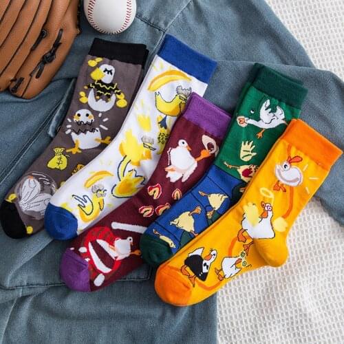 PEONFLY New 2020 Autumn Socks Women Cute Kawaii Cartoon Duck Pattern Calcetines Fashion Korean Style Funny Happy Socks
