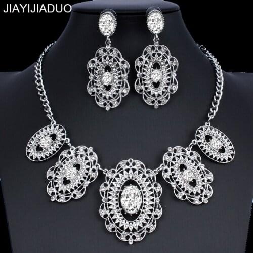 Jiayijiaduo Silver Color Necklace Earrings Jewelry Set for Womens Clothing Accessories Fashion