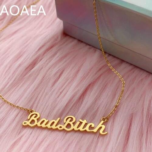 Bad Bitch Nameplate Necklace - Feminist Sterling or Gold Vermeil Wildflower + Co. Valentines Day Gift