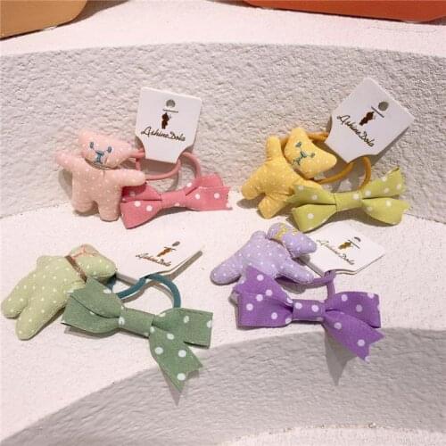 Baby Girls Cartoon Animal Elastic Hair Bands Kids Cute Scrunchies Hair Ring Head Rope Children Party Show Hair Styling Tool 2PCS