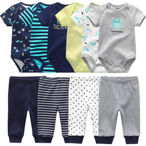 Newborn Gift Clothes Set Baby Boy Born Clothing 6pcs Bodysuit+4pcs Pants Outfit Toddler Girl Suit Infant Pajama Pure Cotton Sets