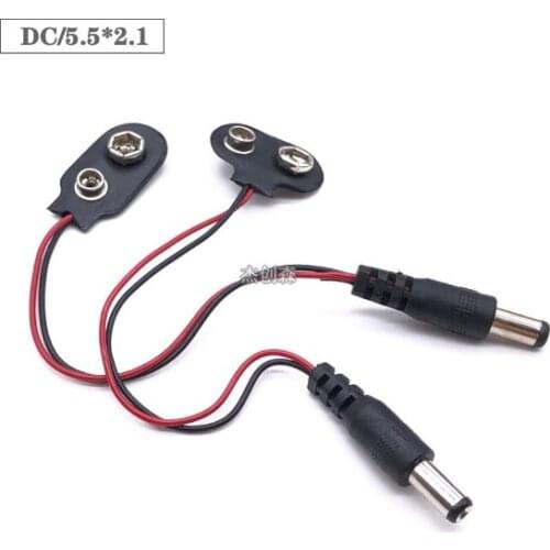 9V battery buckle /6F22 square connector +DC power plug 5.5*2.1