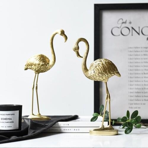 Nordic Style Luxury Golden Flamingo Figurine Home Resin Decoration Crafts TV Cabinet Decoration Personality Creative Ornament