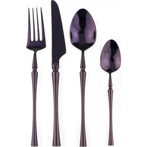 Purple Retro Luxury Cutlery 4Pcs Dinner Knife Fork Spoon Flatware Dinnerware 304 Stainless Steel Tableware Kitchen Accessories