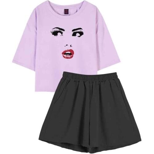 Funny Pajamas for Women Summer Sleepwear Women Shorts Home Suit Ladies Round Neck T Shirt Nightgown Cotton Fashion Lounge Sets