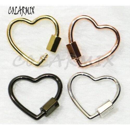 10pcs Heart clasp bolt clasp jewelry Love accessories mix colors pendants for jewelry making geometric clasp for necklace 50240