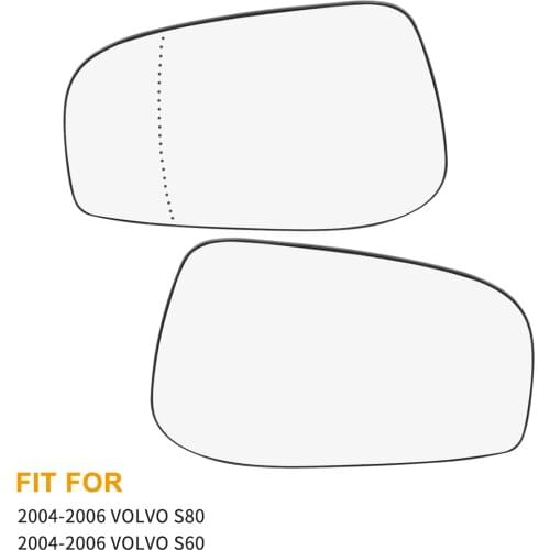X Autohaux Mirror Glass Heated With Backing Plate Side Rear View Mirror Glass For 2004-2006 VOLVO S80 S60
