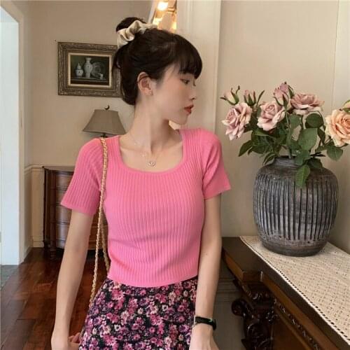 Women Casual T Shirt Harajuku Short Sleeve T-shirt Womens T-shirt Slim Top Woman Clothes