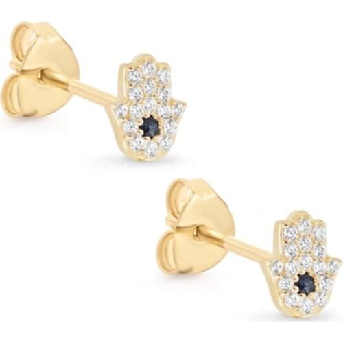 925 Sterling Silver Fashion Hamsa Hand Clear CZ Stud Earrings for Women 2021 Trend Silver Jewelry Gift Gotico Femenino oorbellen