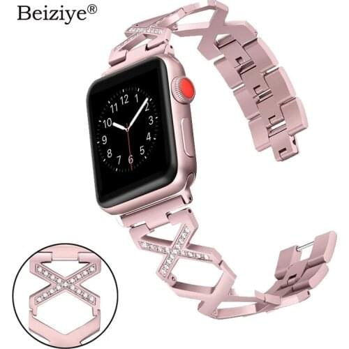 Women Diamond Band for Apple Watch 38mm 42mm 40mm 44mm Series 5 4 Stainless Steel Metal Jewelry Bracelet Strap for iWatch 3 2 1