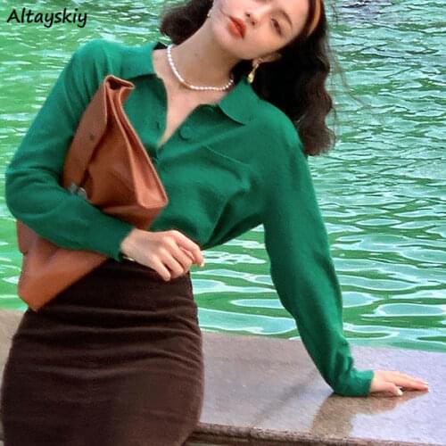 Cardigan Women Long Sleeve Retro Chic Fall Single Breasted Cropped Ladies Sweater All-match Simple Solid Vintage Knitwear Ins