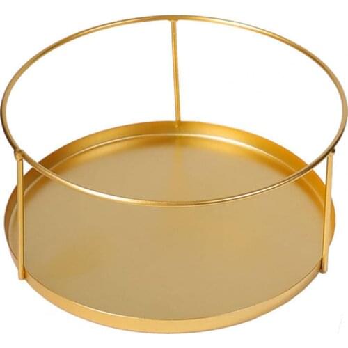 Golden Tray Round Food Jewelry Display Tray Stainless Steel Ring Necklace Storage Pan Single Layer Food Fruit Snack Storage Tray