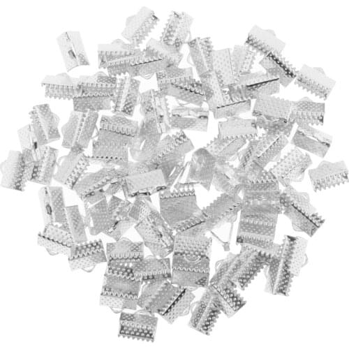 100 Pieces Ribbon Bracelet Bookmark Crimp Clamp Cord End Findings Fasteners Clasps