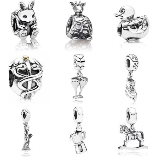 2019 NEW 100% 925 Sterling Silver European Crown Pendant With Beads Charms Fit Bracelets & Bangles Necklace DIY Jewelry Gift