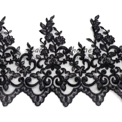 5yards 23cm width off white black cord embroidery lace trim handmade diy wedding dress accessories lace trim