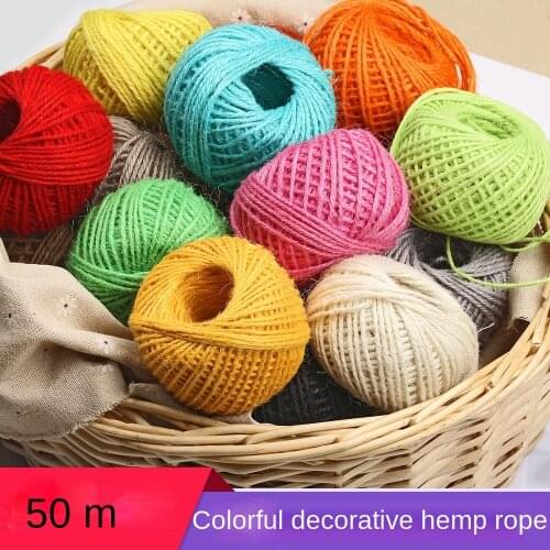 50 Meters Yellow Twine Diameter 2 Mm Color Twine School Hand-decorated DIY Twine Flower Shop Party Wedding Gift Packaging Rope