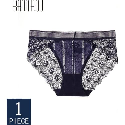 BANNIROU Sexy Lingerie Lace Briefs Underwear Woman Erotic Lingerie High Quality Soft Hot Sale Female Panties M-XL 1 Pieces