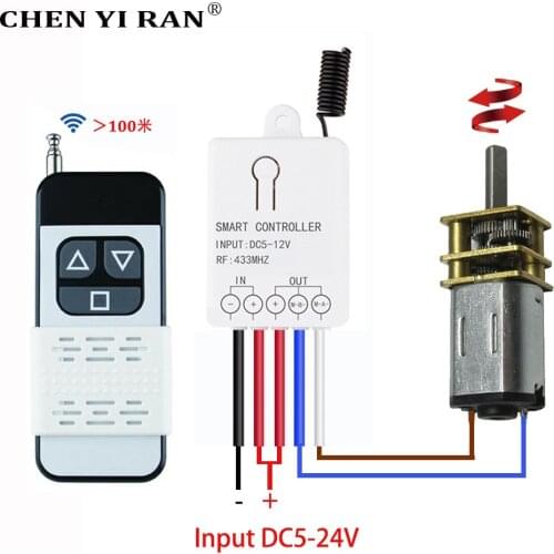 433mhz wireless remote control switch RF transmitter receiver DC5v9v12v24v 10A motor Forward Reverse steering Controller module