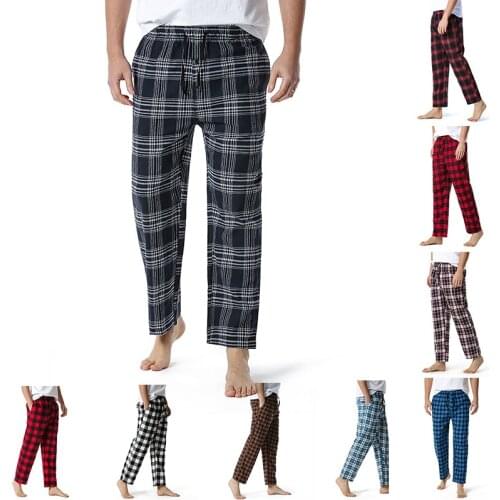 Fashion New Mens Plaid Flannel Pants Soft Cotton Mens Jogging Casual Pants Yoga Pants Home Pants