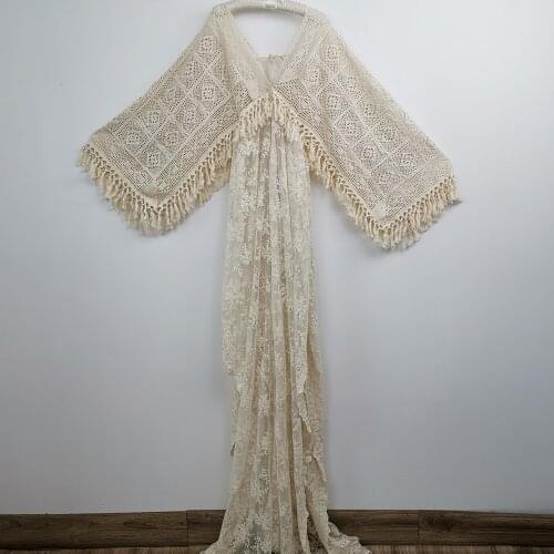 DON&JUDY Sexy V Neck Women Dress for Photo Shoot Wedding Party Anniversary Beach Gowns Boho with Tassel Embroidery Floral Dress