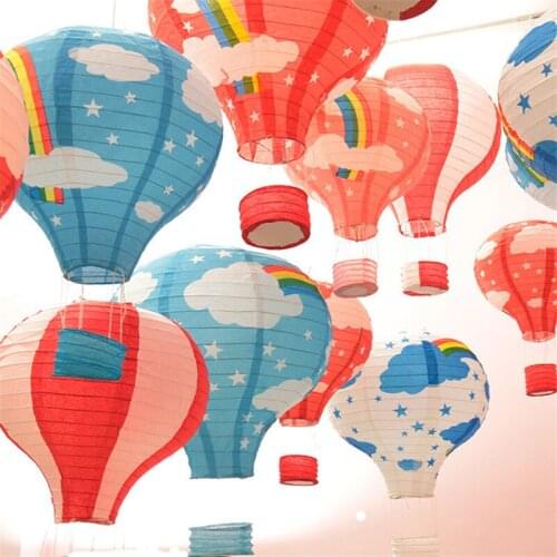 HAOCHU 5pcs/lot 12''(30cm) Air Balloon paper lantern rainbow kindergarten wedding birthday party decor kids gift DIY supply