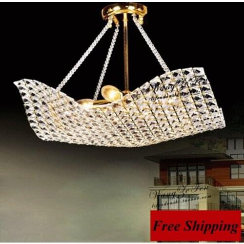 Crystal restaurant chandelier modern square crystal semi chandelier bedroom gold lamps dining lights LED crystal lamp