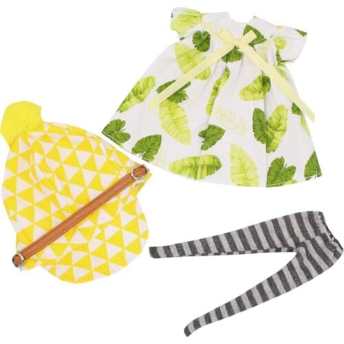 ICY DBS Blyth doll bjd licca yellow hat green dress clothes stockings underwear