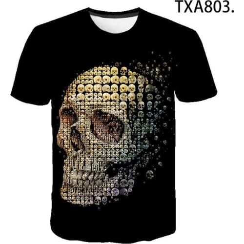 Summer Quick drying fashion new terror The skeleton 3D print t-shirt womens T-shirt mens T-Shirt Top Casual childrens wear