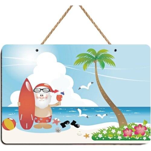 Santa Claus in the Summer Funny Vintage Christmas Sign Poster Plaque Bar Pub Club Cafe Home Plate Wall Decoration Christmas Art