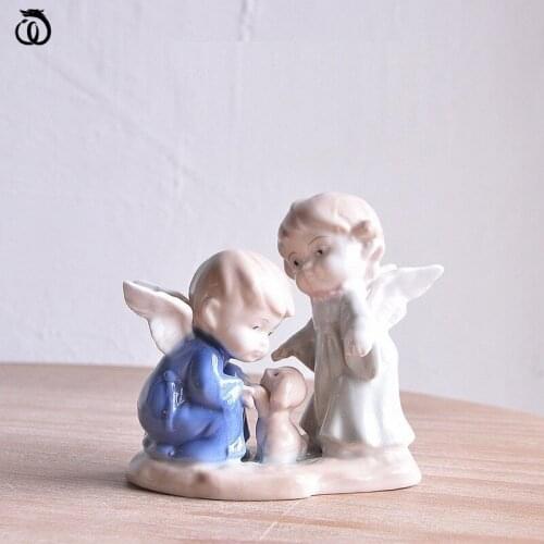 Cute Angel And Dog Arts Sculptur Decoration Abstract Character Ceramic Craft Home Decor LivingRoom Accessories Lucky Gift R7297