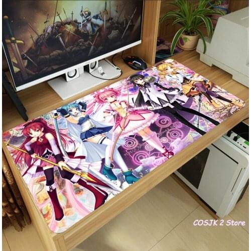 Cute Anime Puella Magi Madoka Magica Large Mouse Pad Laptop PC Gaming Computer Desk Keyboard Mat Thicken Anti-Slip Playmat