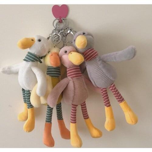 Cute Cartoon Scarf Duck Keyrings Plush Lovely Animal Keychains for Backpacks Soft Stuffed Doll Car Key Accessories H055