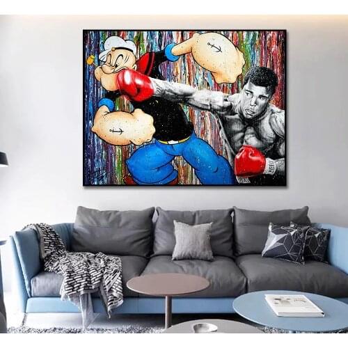High Definition Wall Art Modern Graffiti Boxing Match Canvas Painted Home Decor