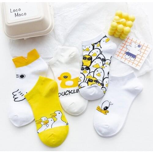 Socks Female Spring And Summer Socks Little Duck Cartoon Female Socks Pure Cotton Duck Duck Female Boat Socks Japanese College S