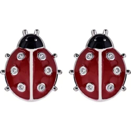 New Insect World Zircon Earrings Seven Star Ladybug Little Bee Dragonfly Female/Girl Sweet Romantic Jewelry Earrings ER-393