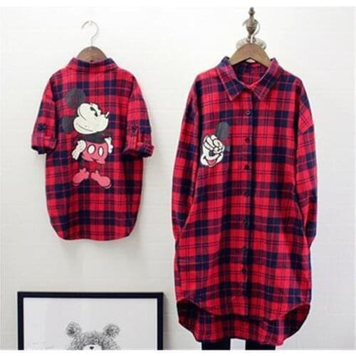 Family Matching outfits Cartoon Mickey Minnie Printed shirt Mother Daughter Tops Dad Son Mom Family Look Kids fashion Clothing