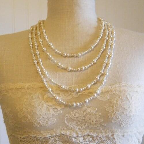 Wholesale Fashion steampunk women imitation pearl Chain Short Design Short Necklace acessorios bijoux femme ornamentation