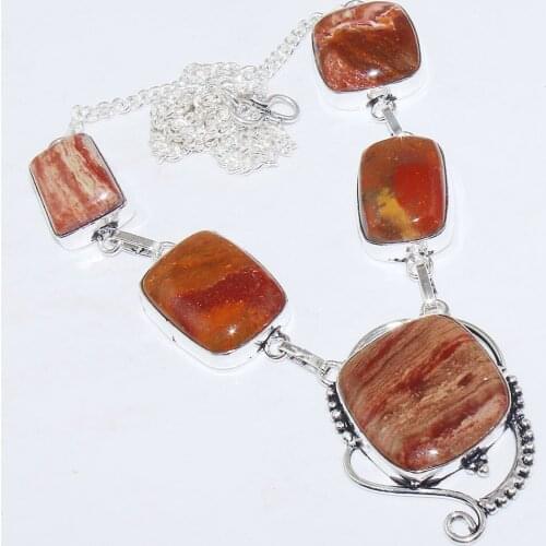 Jaspers Necklace Silver Overlay over Copper , 50.4 cm, N0847